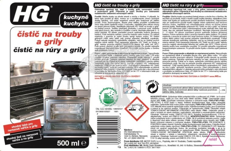 HG 13805 Čistič na trouby a grily 500 ml