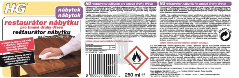 HG 41003 Restaurátor nábytku pro tmavé druhy dřeva 250ml