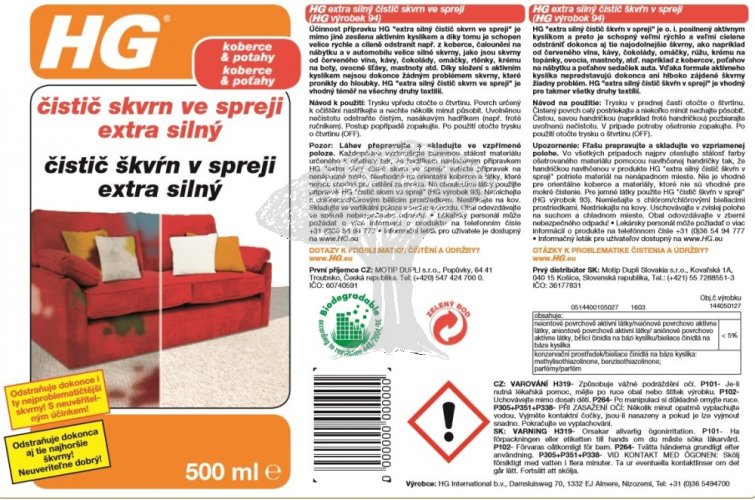 HG 14405 Čistič skvrn ve spreji extra silný 500ml