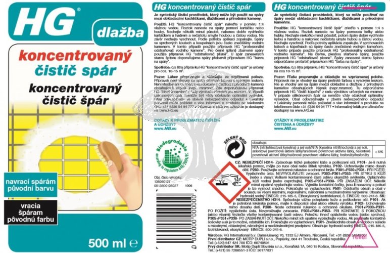 HG 13505 Koncentrovaný čistič spár 500ml