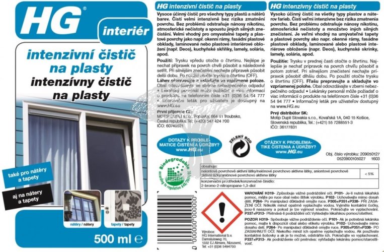 HG 20905 Int. čistič pro plast. nátěry a tapety 500ml