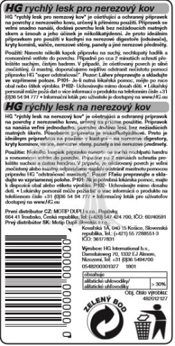 HG 48201 Rychlý lesk pro nerezový kov 125ml