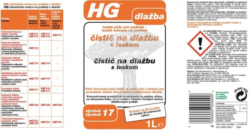 HG 11510 Čistič na dlažbu s leskem 1000ml