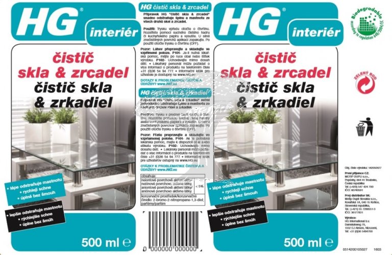HG 14205 Čistič skla & zrcadel 500ml