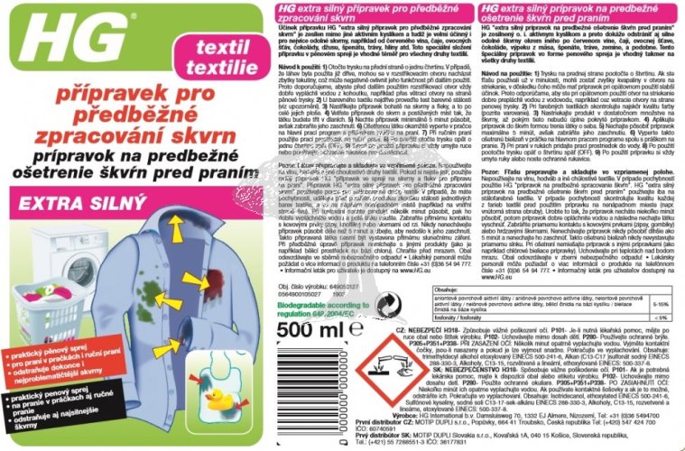 HG 64905 Extra silný přípravek pro předběžné zpracování skvrn 500ml