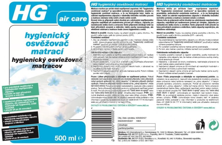 HG 63505 Hygienický osvěžovač matrací 500ml