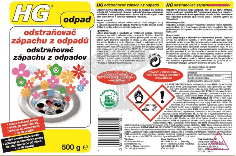 HG 62405 Odstraňovač zápachu z odpadů 500ml