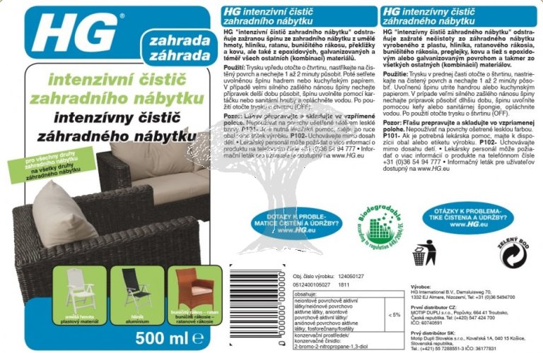HG 12405 Intenzivní čistič zahradního nábytku 500ml