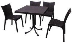 Sestava technoratanového nábytku Stolek + 4 křesla šedá / CH063