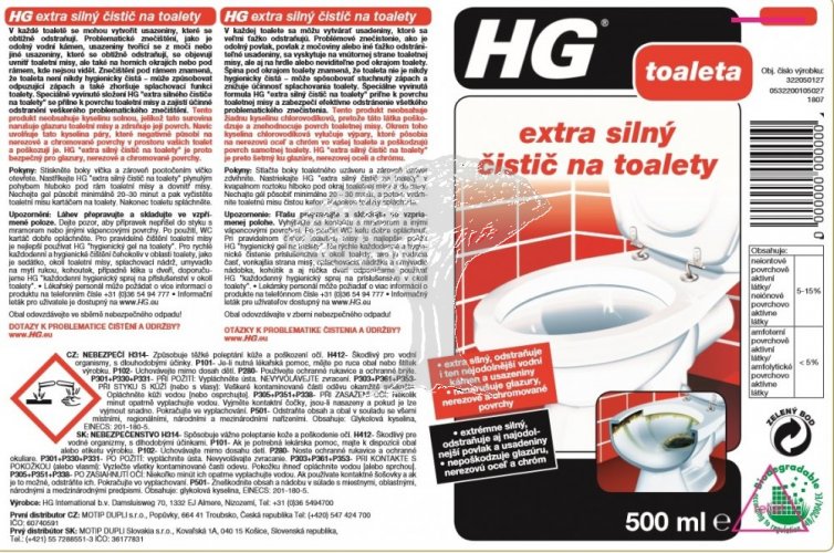 HG 32205 Extra silný čistič na toalety 500ml