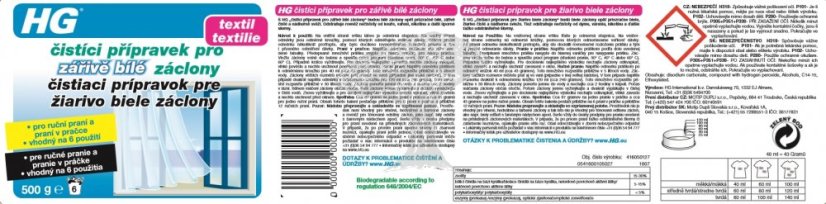 HG 41605 Čistící přípravek pro zářivě bílé záclony 500g