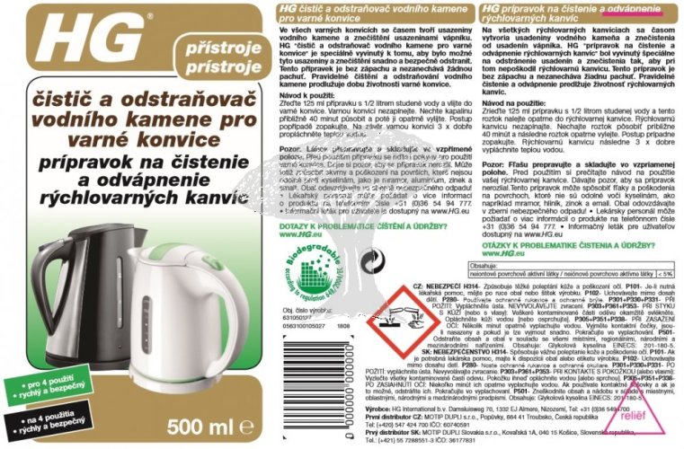 HG 63105 Odstraňovač vodního kamene z varné konvice 500ml