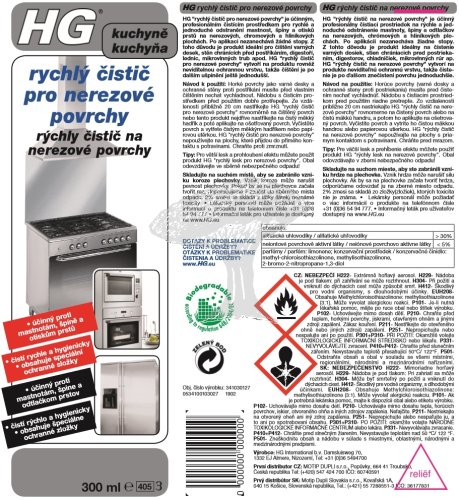 HG 34103 Rychlý čistič pro nerezové povrchy 300ml