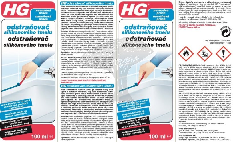 HG 29001 Odstraňovač silikonového tmelu 100ml