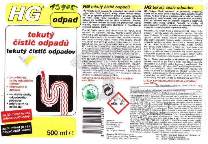 HG 13910 Tekutý čistič odpadů 1000ml
