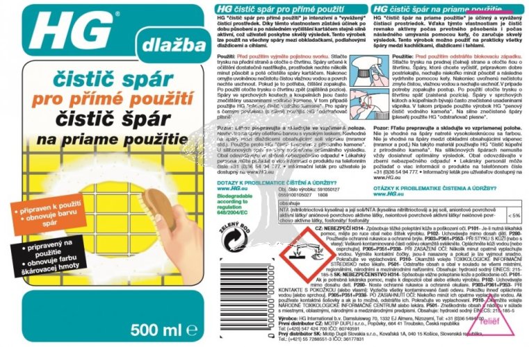 HG 59105 Čistič spár pro přímé použití 500ml - rozprašovač