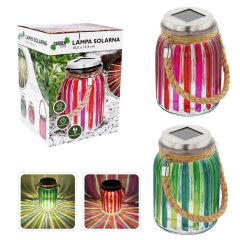 Solární lampa barevná SKLENICE 10,5x5x15cm růžovo-červená / zeleno-modrá MIX BAREV CH6907