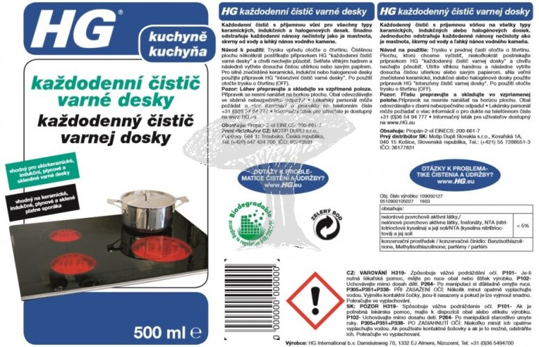 HG 10905 Každodenní čistič varné desky 500ml