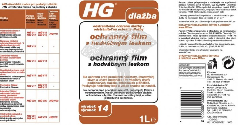 HG 11010 Ochranný film s hedvábným leskem na dlažbu 1000 ml