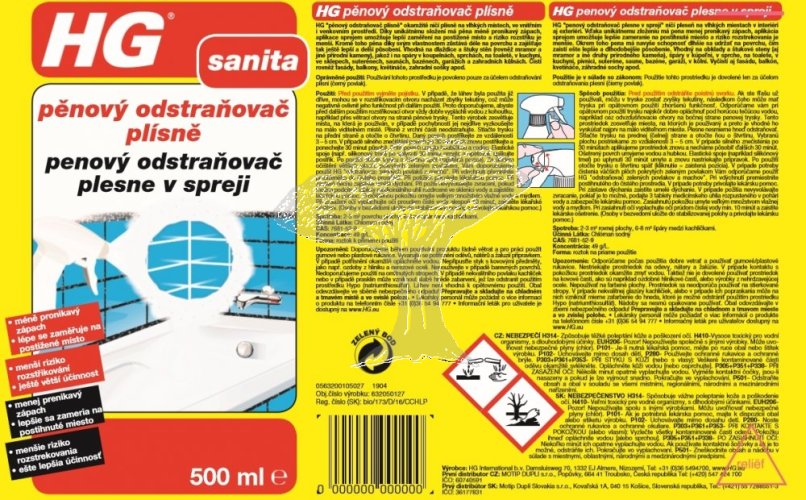 HG 63205 Pěnový odstraňovač plísně 500ml