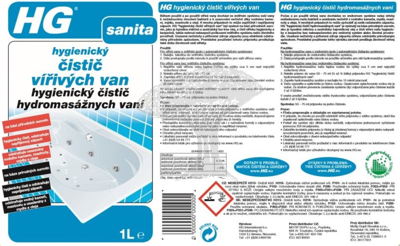 HG 44810 Hygienický čistič vířivých van 1000ml