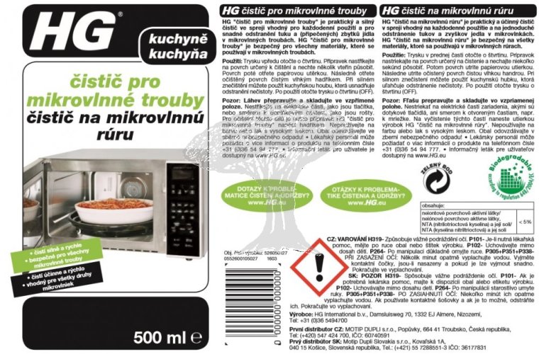 HG 52605 Čistič pro mikrovlnné trouby 500ml + 30%ZDARMA