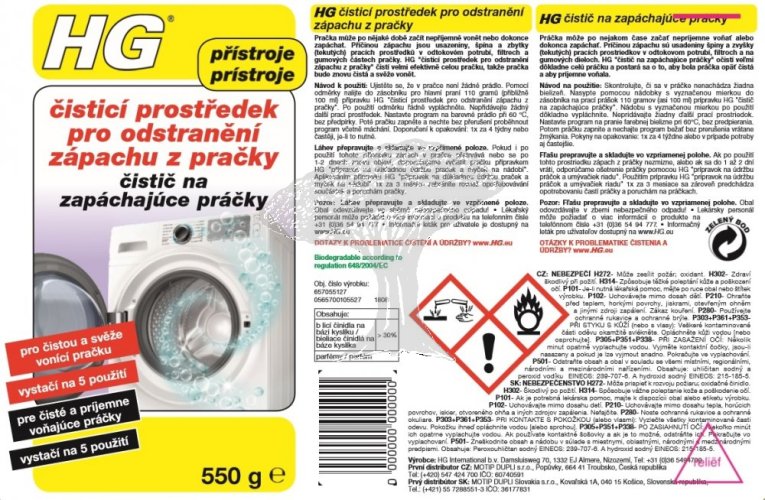 HG 65705 Odstraňovač zápachu z pračky 550ml
